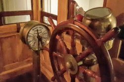 Scarbrough House ship wheel and compass